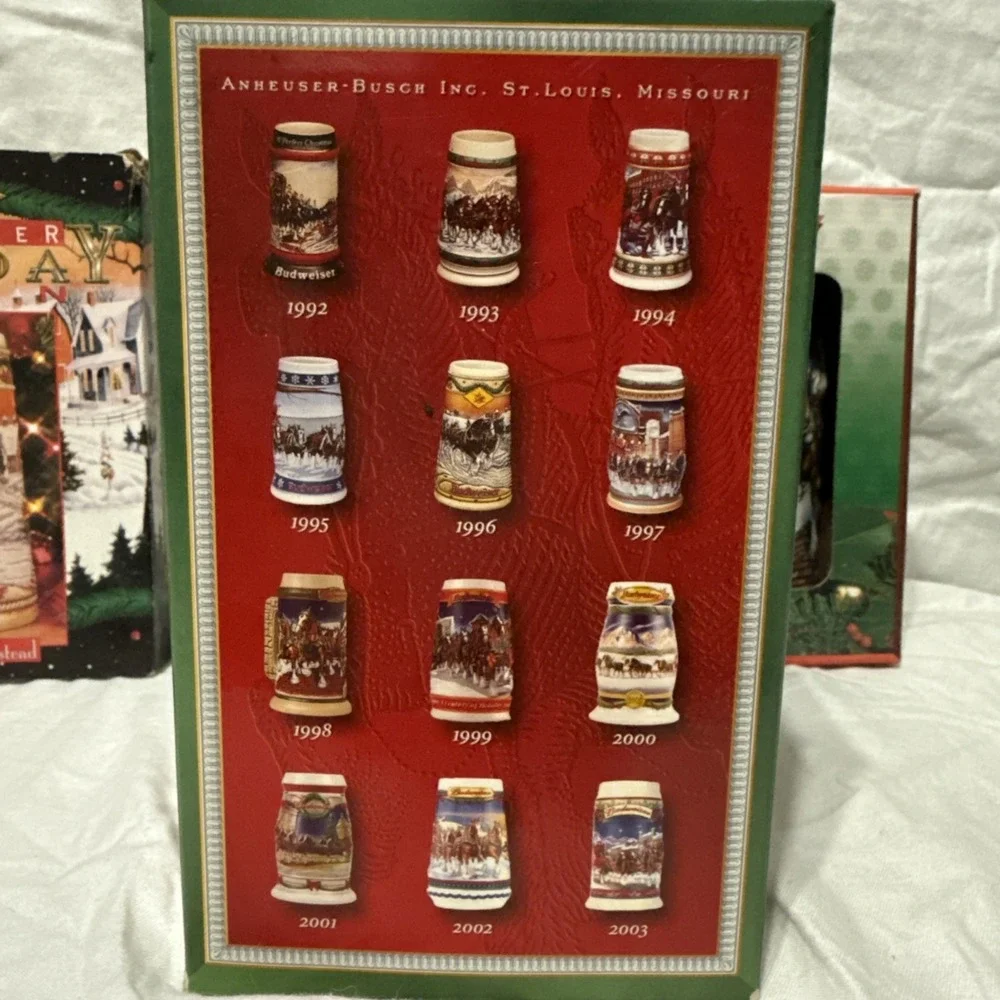 Vtg 96; 98; 04 Budweiser Holiday Stein Collection Christmas Same Day Shipping US